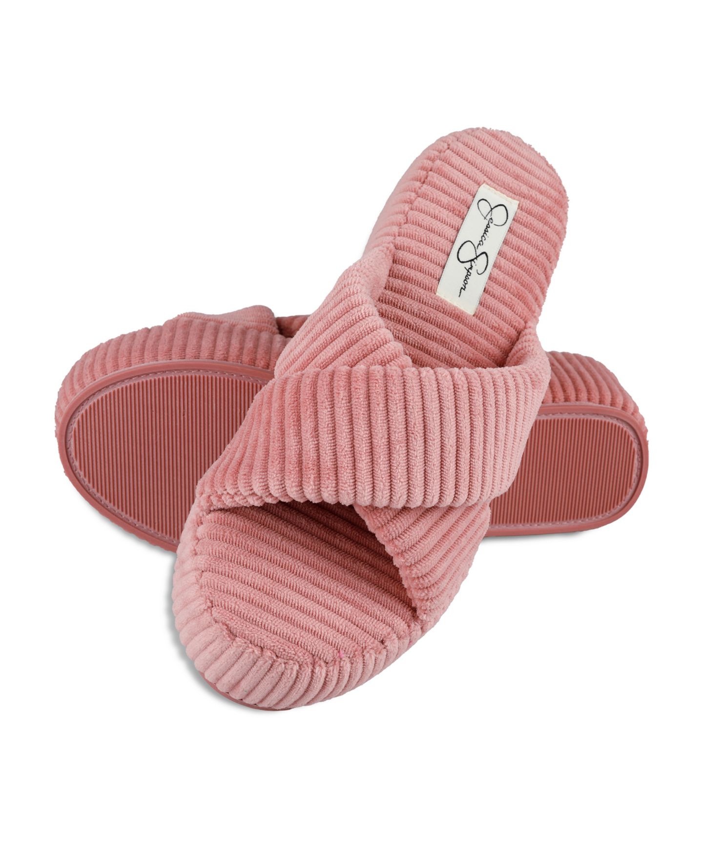 Женские тапочки Jessica Simpson Ribbed Terry Cross Band Slide Platform Slipper, цвет: Синий — фото 8