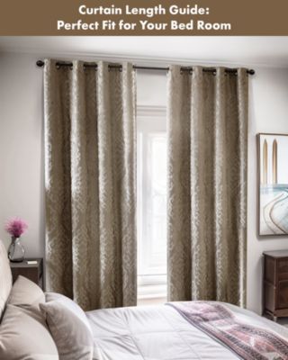 Mirage Knitted Jacquard Damask Total blackout curtains for bedroom, Silver grommet top fit up to 1.25 inches rod Single Curtain Panel for Living Room, Width 50 length 108 inches, Pitch Black Ambiance Champagne 1 Window Panel