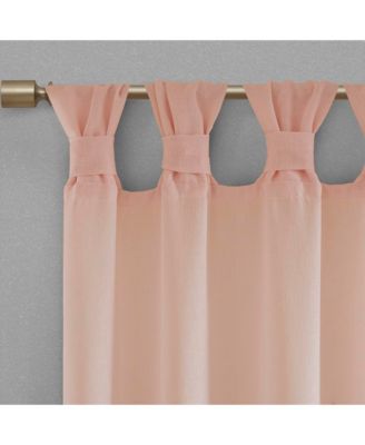 Rosette Floral Embellished Cuff Tab Top Solid Curtain Panel, 50"W x 95"L