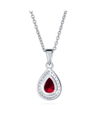 Cubic Zirconia Classic Large CZ Teardrop Solitaire Pendant Necklace .925 Sterling Silver