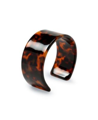 Fashion Statement Brown Golden Acrylic Marbled Leopard Tortoise Shell Wide Cuff Bangle