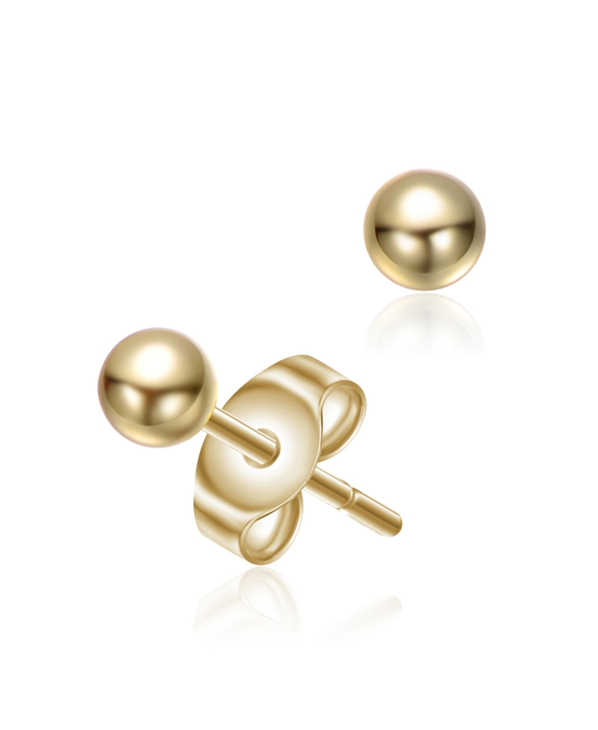14K Gold Plated Round Ball Stud Earrings - Gold