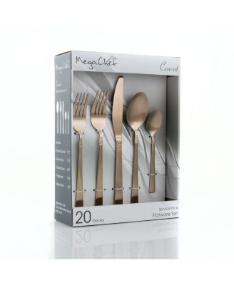 Cravat 20 Piece Flatware Utensil Set, Stainless Steel Silverware Metal Service for 4 in Matte Black