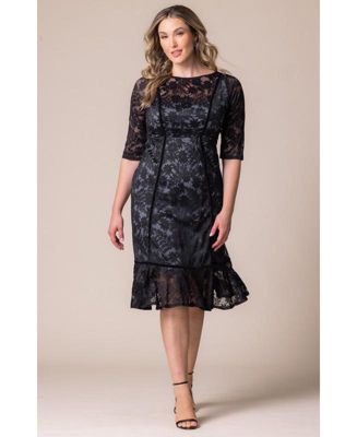 Plus Size Hampton Lace Cocktail Dress with Velvet Trim