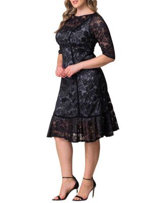 Plus Size Hampton Lace Cocktail Dress with Velvet Trim