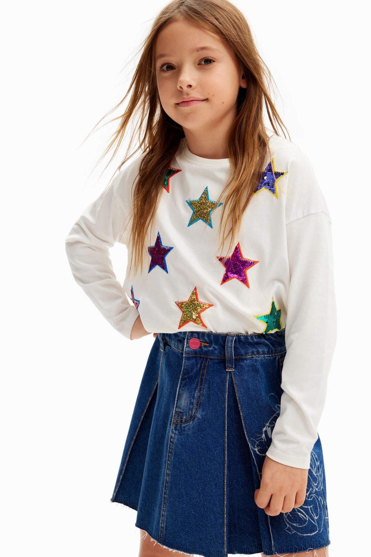 Desigual Girls Girls's Long-sleeve star T-shirt