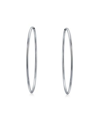 Thin Minimalist Hoop Huggie Earrings Sterling Silver Various Sizes