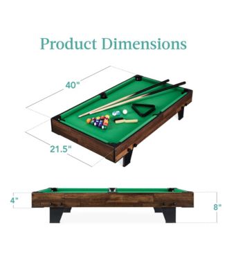 40in Tabletop Billiard Table, Pool Arcade Game Table w/ 2 Cue Sticks, Ball Set, Storage Bag