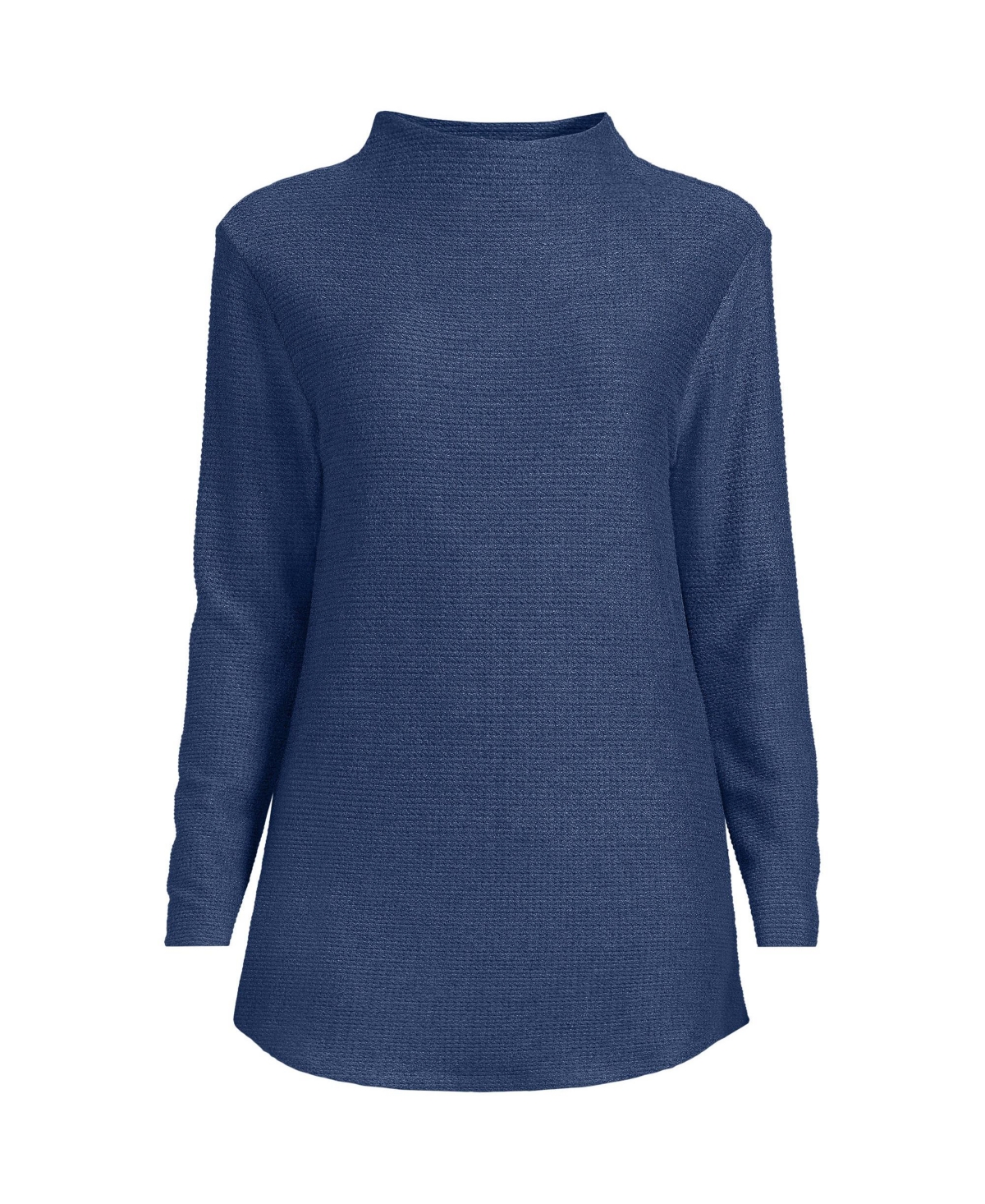 Lands' End Plus Size Cable Ottoman Relaxed Long Sleeve Funnel Neck Tunic