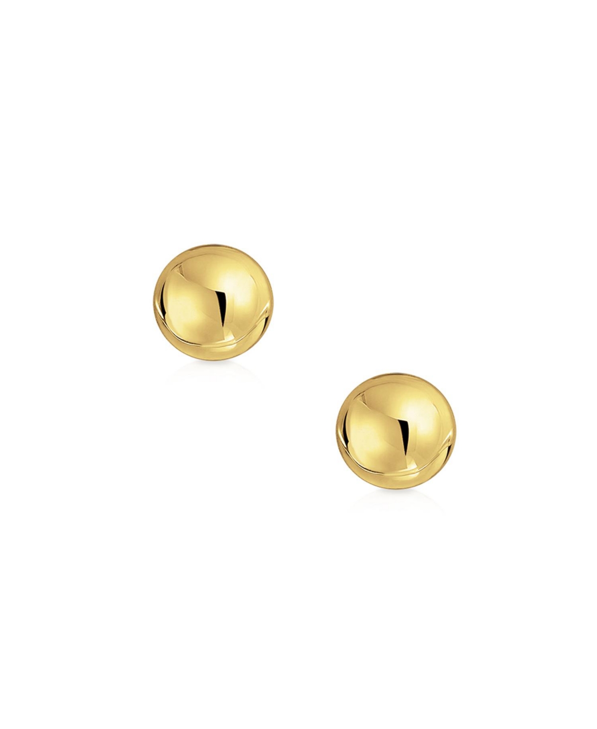 Bling Jewelry Delicate Simple Tiny Classic Round Ball Stud Earrings 14KGold For Women - Yellow
