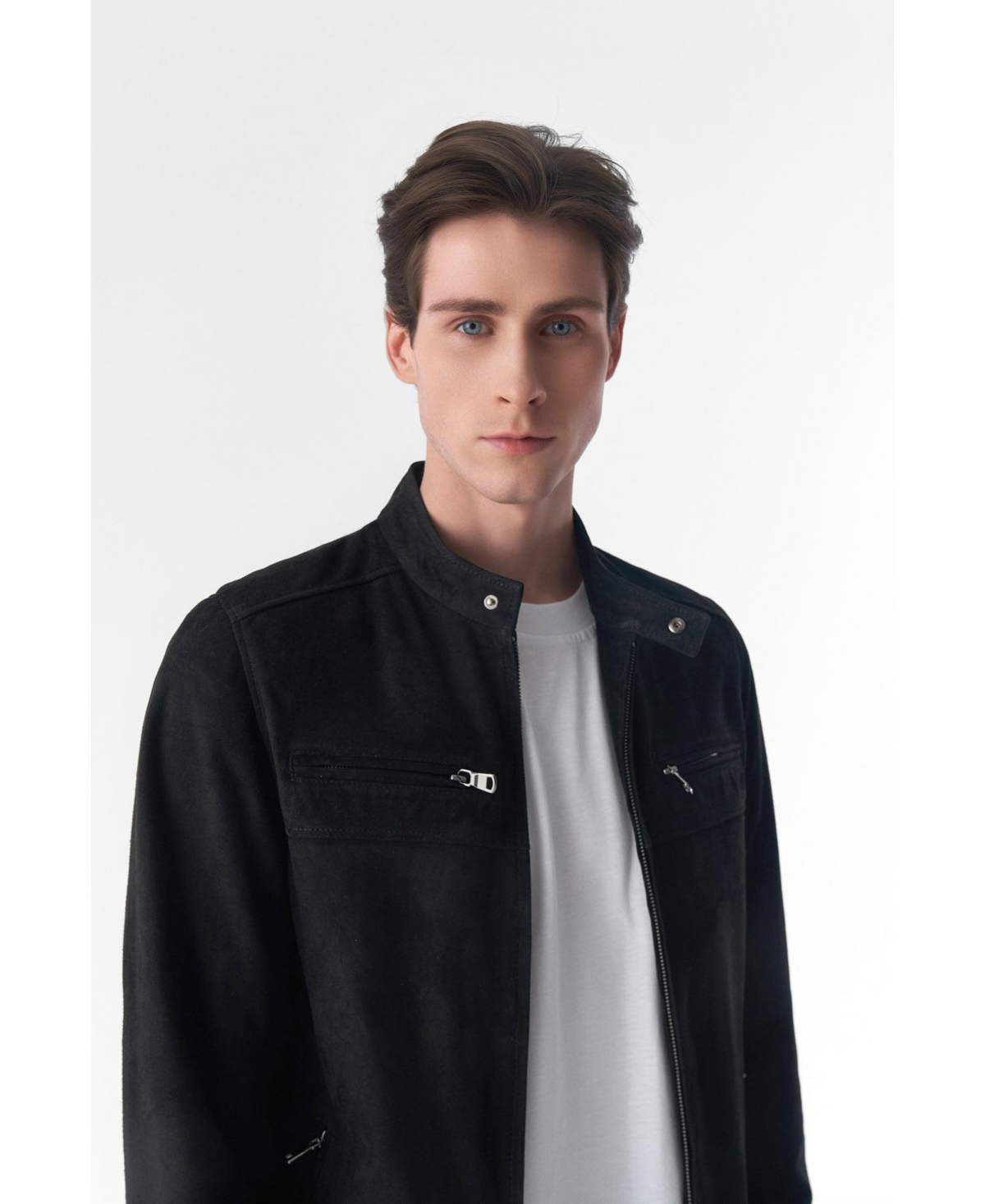 Furniq Uk Men's Suede Casual Jacket,- Black