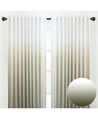 Premium 2-Panel Gradient Ombre Faux Belgian Flax Semi Sheer Curtains - for Windows Living Room Bedroom - Partial See Through Drapes for Privacy and Home52 x 63 Inches Long - Black Gray