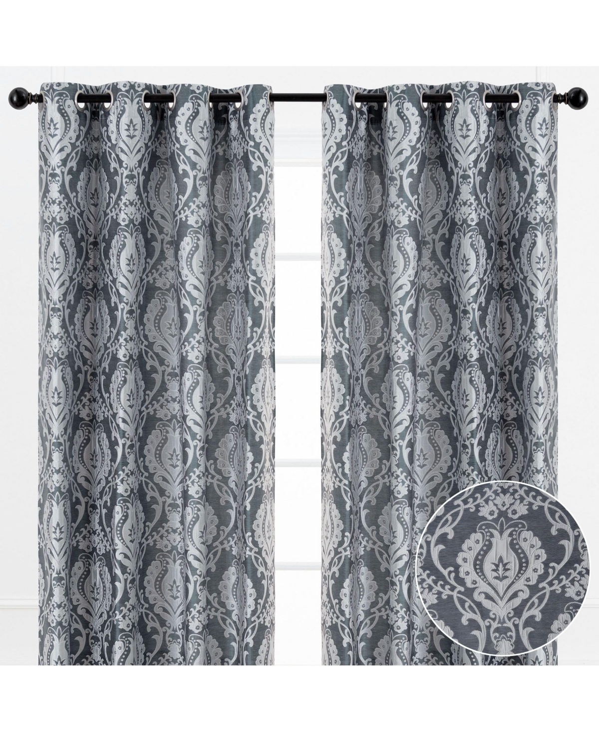 Premium Damask Pattern Luxury Beige Curtains - 96 Inch Panels with Grommets - for Living Room Windows Bedroom Kitchen Dining - Elegant Jacqua