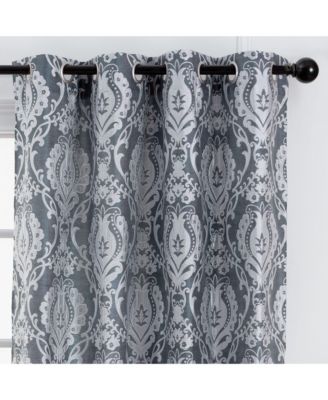 Premium Damask Pattern Luxury Beige Curtains - 108 Inch Panels with Grommets - for Living Room Windows Bedroom Kitchen Dining - Elegant Jacquard Classy Design - Room Darkening 2 Panel Set