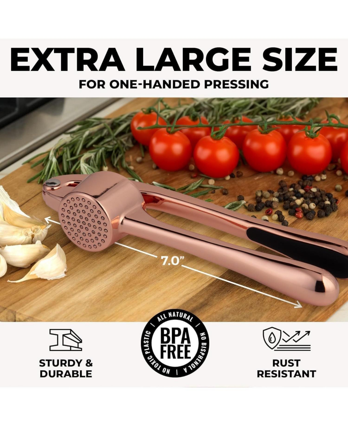 Zulay Kitchen Premium Garlic Press Set - Bigger Bowl for Bigger Garlic