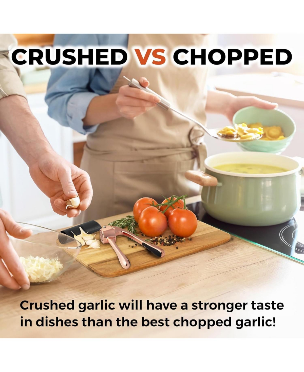 Zulay Kitchen Premium Garlic Press Set - Bigger Bowl for Bigger Garlic