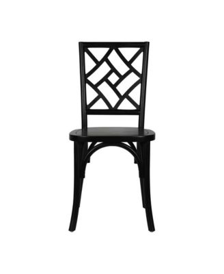 Mara Set Of 2 Solid Wood Dining Chairs With Stackable Design, Ornate Seat Back Accenting, And Elegant Finish