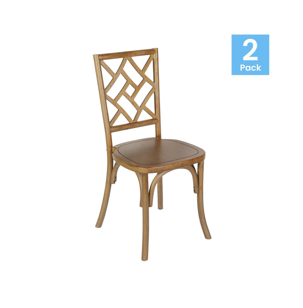 Merrick Lane Mara Set Of 2 Solid Wood Dining Chairs With Stackable Design, Ornate Seat Back Accenting, And Elegant Finish