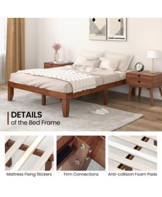 14'' Full Size Wooden Platform Bed Frame w/ Strong Slat Support Brown Cherry