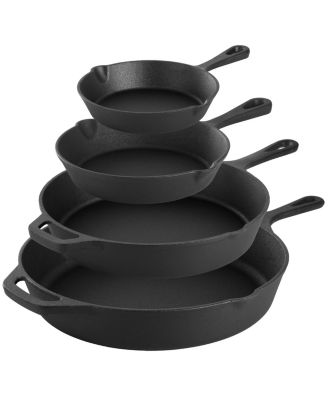 13 Piece Cast Iron Skillet Set with Tempered Glass Lids and Silicone Holders