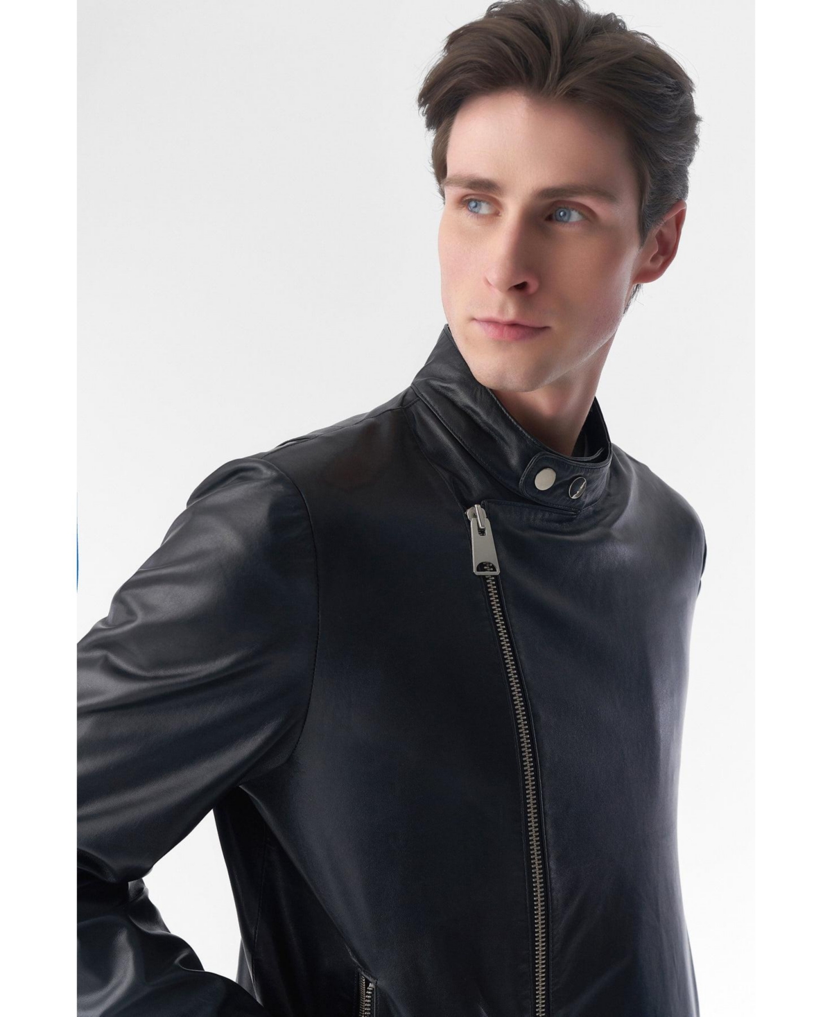 Furniq Uk Men's Genuine Leather Motorcycle Jacket,- Black