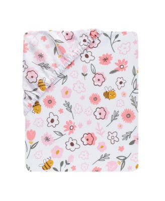 Little Garden 100% Cotton Pink Floral Fitted Crib/Toddler Sheet