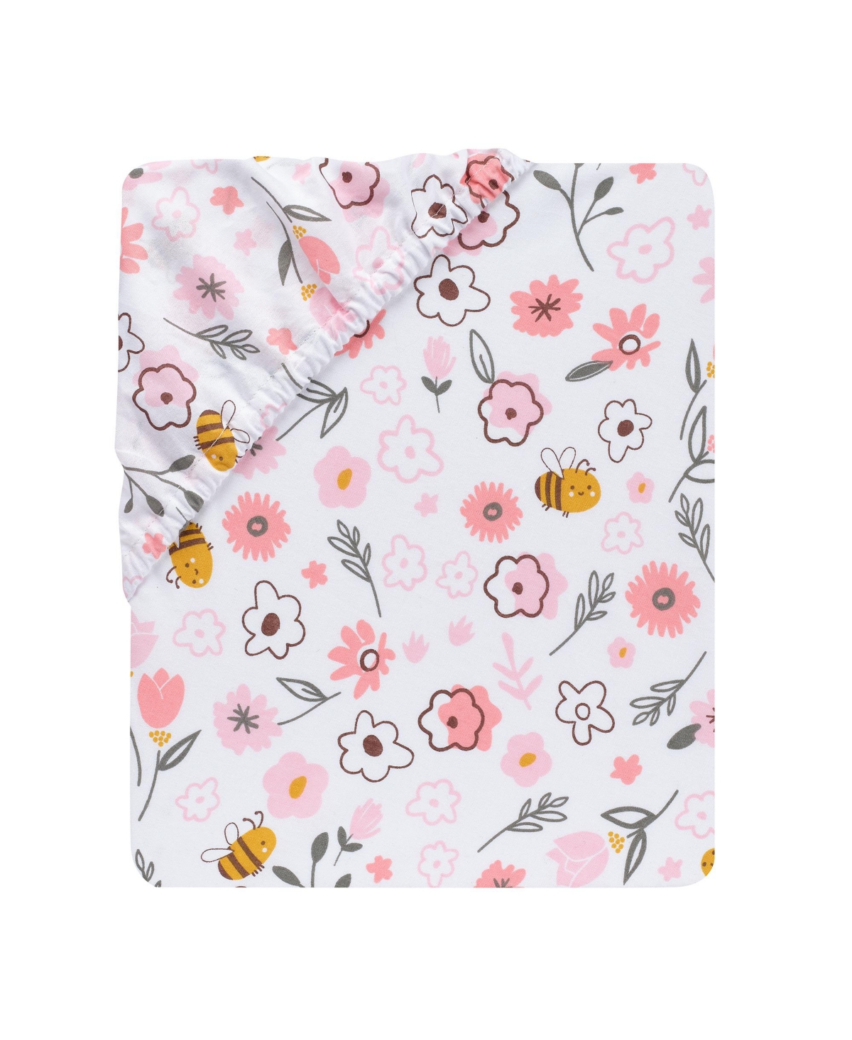 Lambs & Ivy Little Garden 100% Cotton Pink Floral Fitted Crib/Toddler Sheet