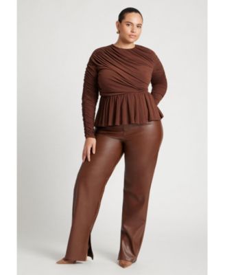 Women's Plus Size Shirred Peplum Top