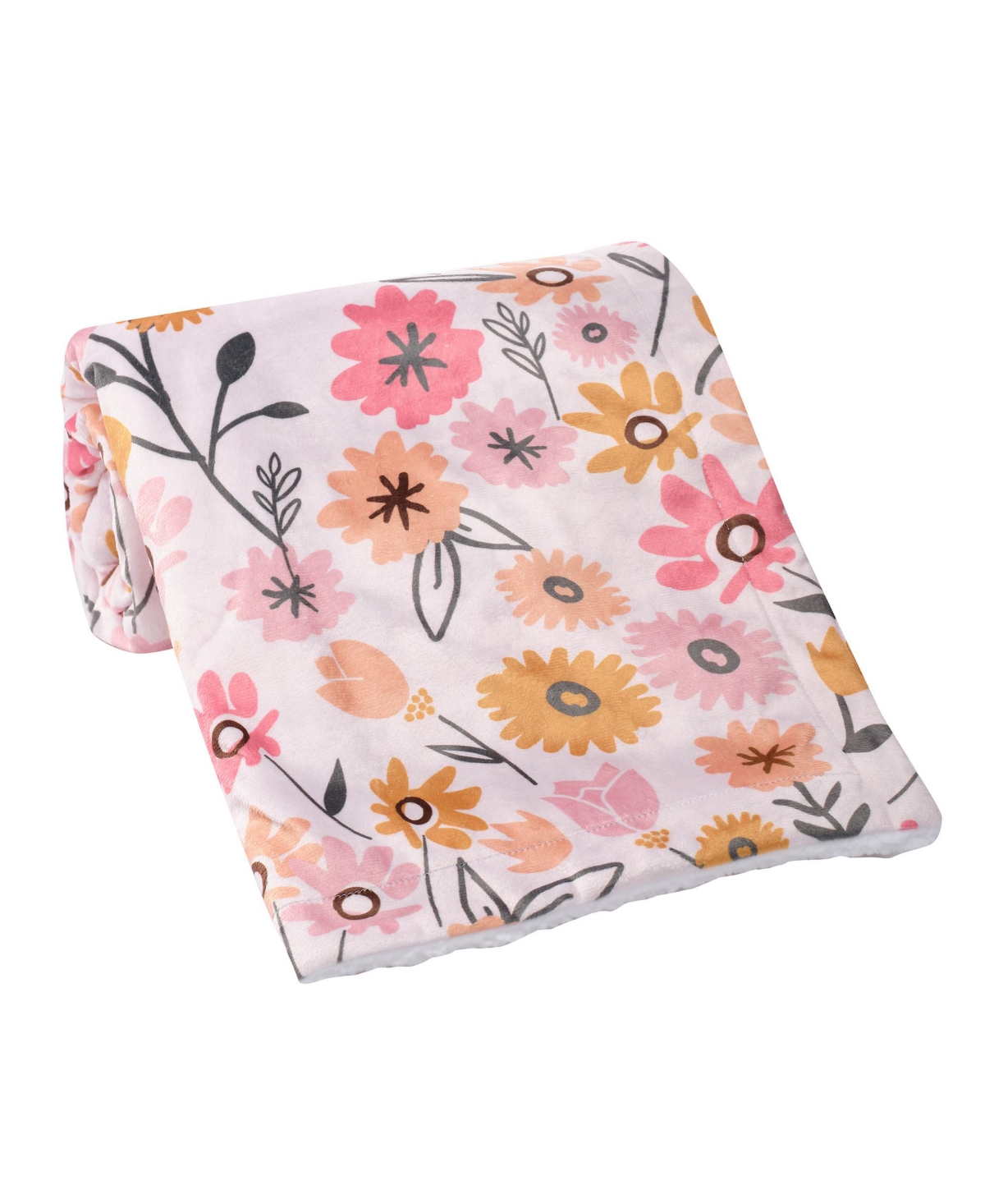Lambs & Ivy Little Garden Soft LuxuriousFloral Warm Fleece Baby Blanket - Pink