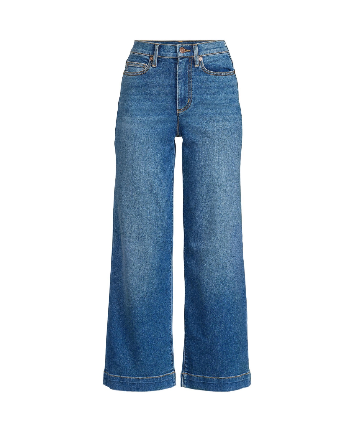 Lands' End Women's Recover Denim High Rise Wide Leg Crop Jeans