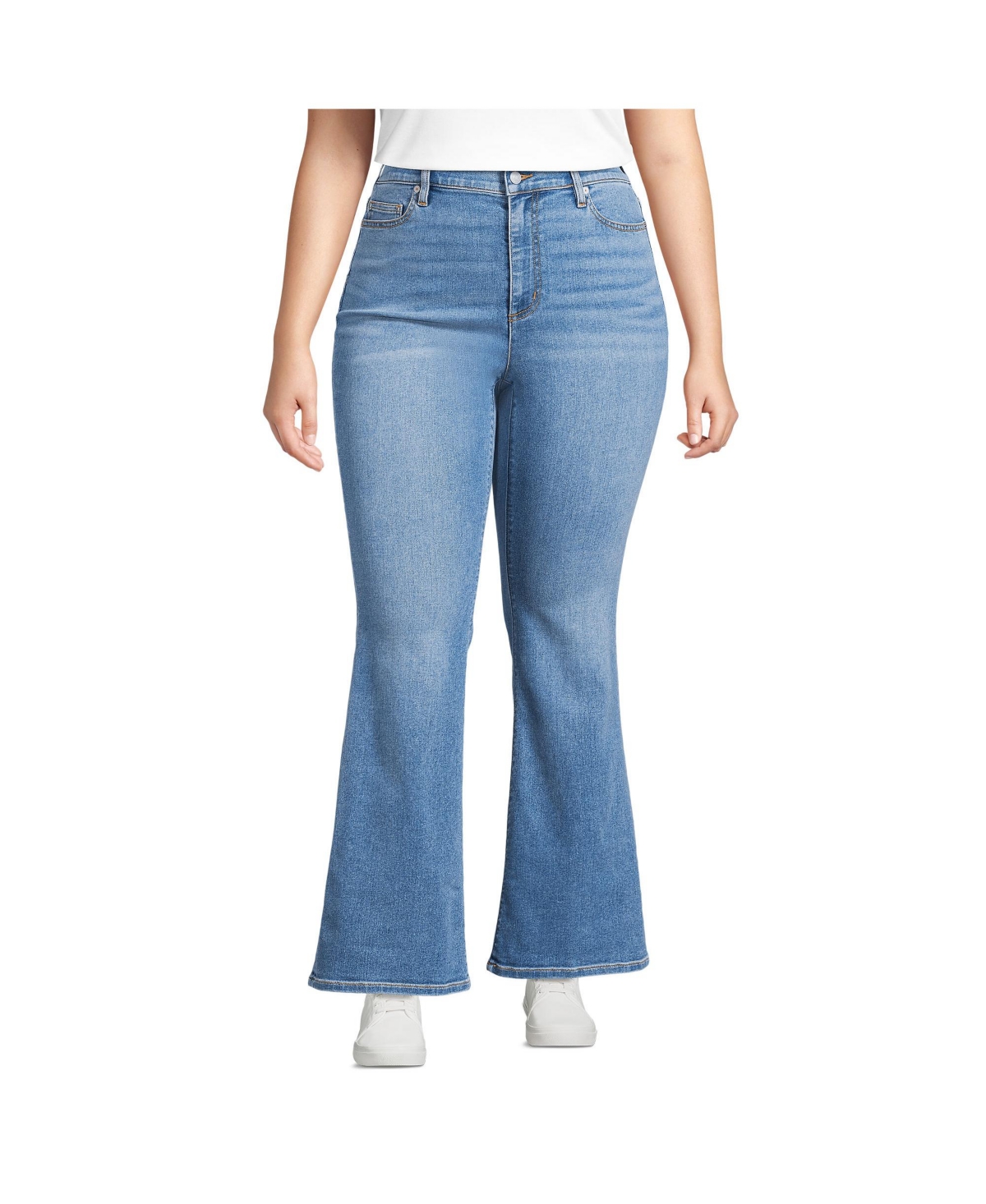 Plus Size Recover Denim High Rise Skinny Flare Jeans - Beau blue