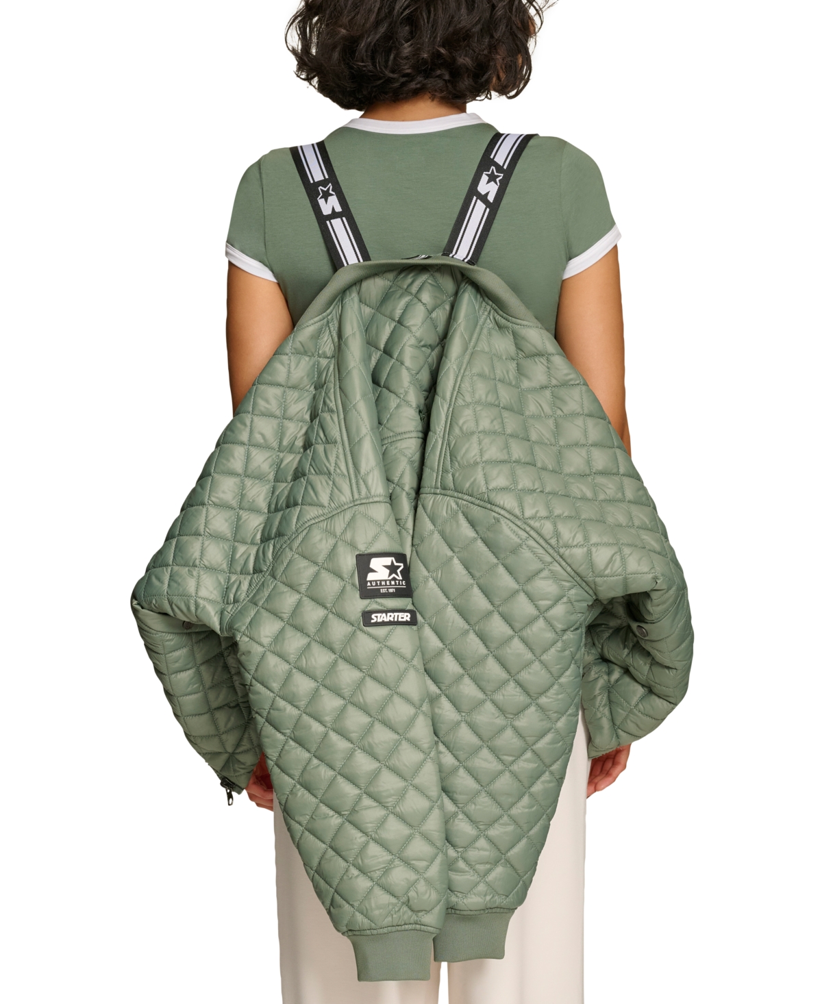 Shop Starter Women's Quilted Bomber Jacket In Duck Green