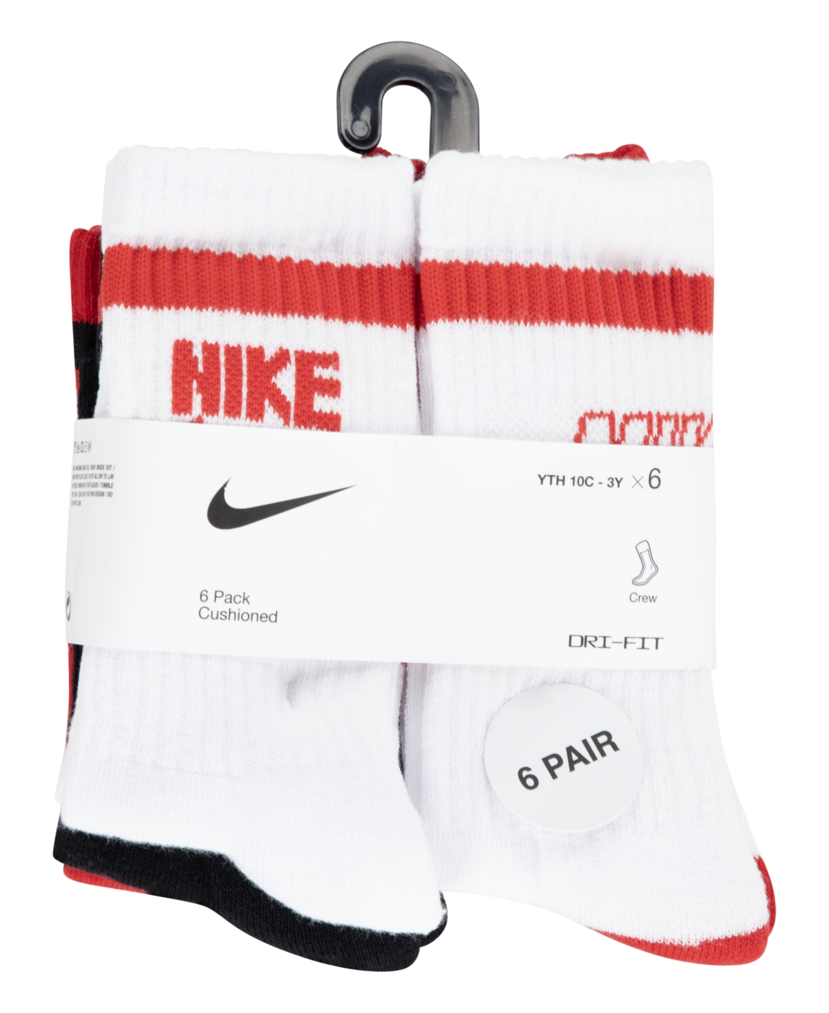 Nike Little Kids 6-pack Retro Crew Socks In University Red