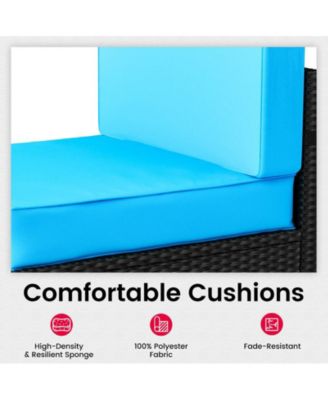 Gray 7-Piece Wicker Outdoor Sectional Set with Coffee Table and Cushions