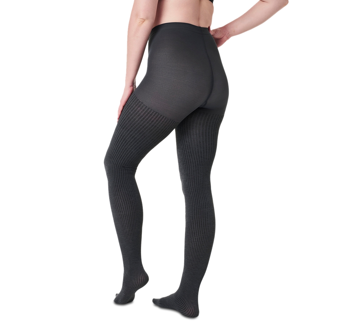 Spanx Shorty Ribbed Tights In Charcl Htr | ModeSens