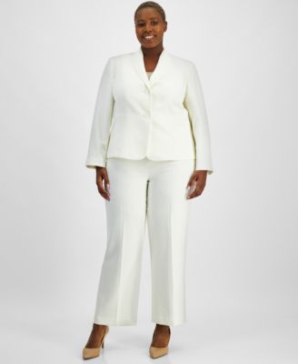 Plus Size Shawl-Collar Pant Suit Set