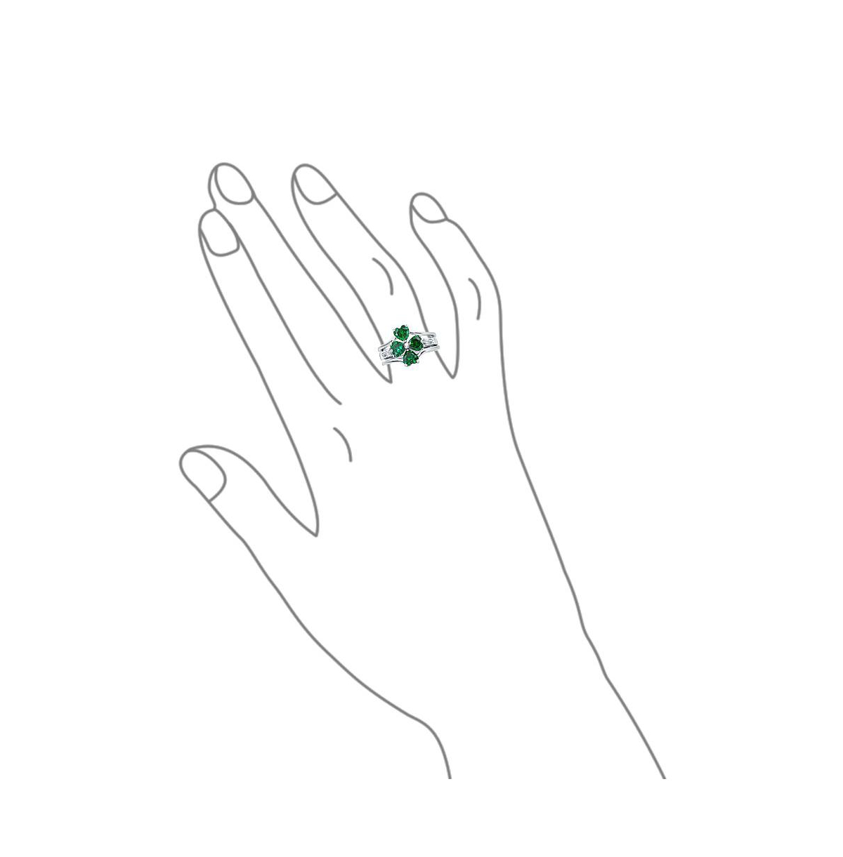 Bling Jewelry St Patrick Shamrock IrishCz Flower Lucky Four Leaf Clover Inset Ring Set For Women Sterling Silver Cubic Zirconia - Green