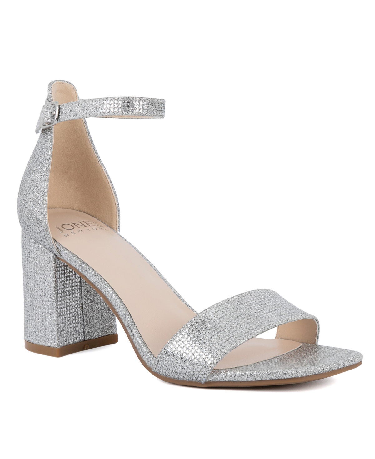Jones New York Women's Early Two Piece Block Heel Dress Sandals In Light Silver