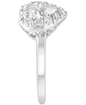 EFFY&reg; Lab Grown Diamond Heart & Round Halo Ring (2-1/10 ct. t.w.) in 14k White Gold