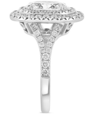 EFFY&reg; Lab Grown Diamond Oval & Round Double Halo Ring (2-7/8 ct. t.w.) in 14k White Gold