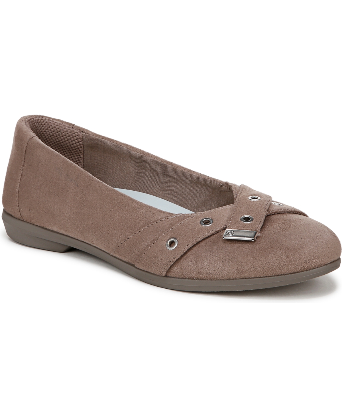 Bzees Kira Womens Solid Faux Suede Ballet Flats In Latte Microfiber