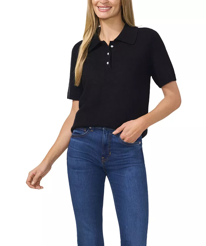 Women's Short Sleeve Polo Sweater