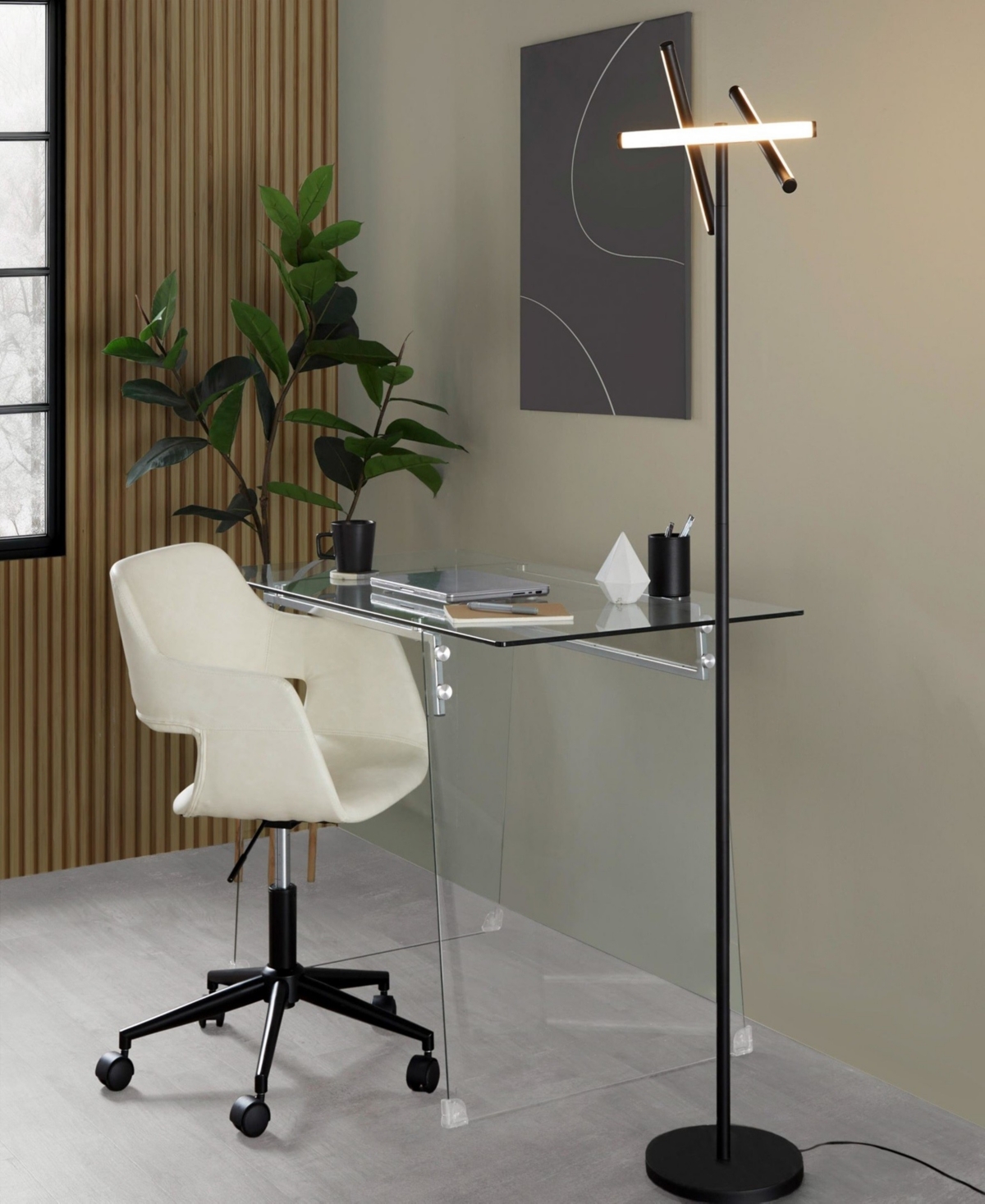 Lumisource 65" Metal Icicle Swivel Floor Lamp In Black