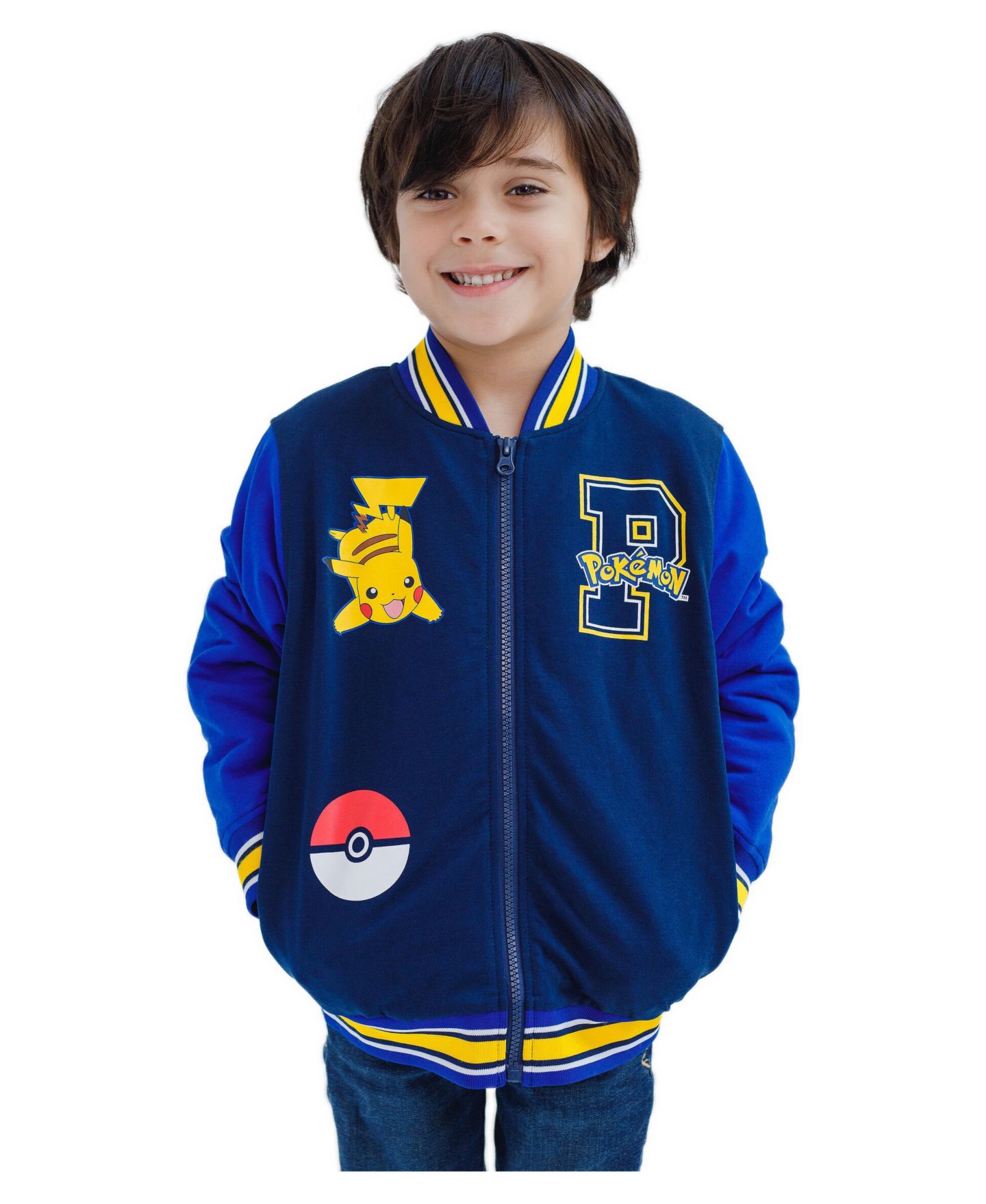 Куртка Pokemon French Terry Zip Up Varsity Bomber (5-12) для мальчиков, цвет: Синий — фото 2