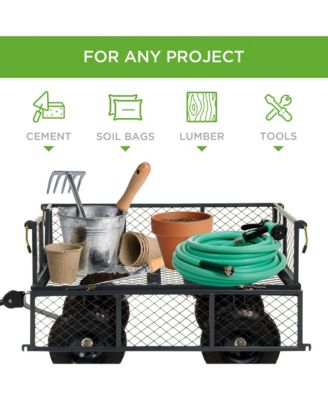 Heavy-Duty Steel Garden Utility Wagon Cart with 400lb Capacity and Removable Sides