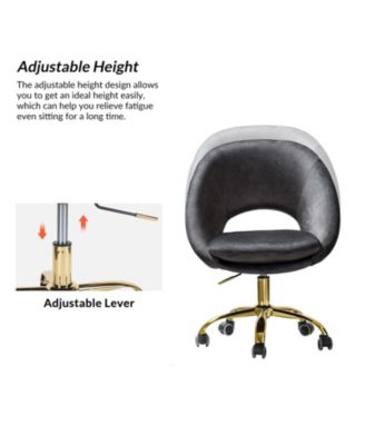 Modern Velvet Office Chair with Adjustable Swivel for Study Vanity