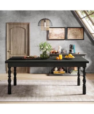 62” Wood Dining Table for 4-6 People, Farmhouse Large Rectangle Kitchen Table, Dinner Table Kitchen & Dining Room Furniture