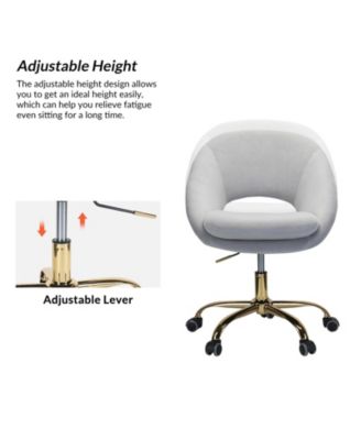 Modern Velvet Office Chair with Adjustable Swivel for Study Vanity