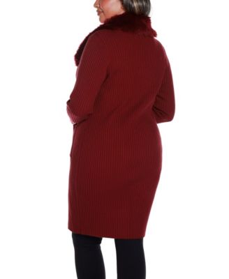 Black Label Plus Size Ribbed Collar Duster Cardigan Sweater