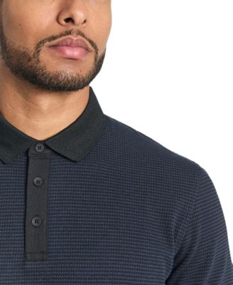 Men's Slim-Fit 4-Way Stretch Textured-Knit Polo Shirt 